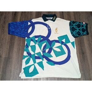 Vintage Hanes Atlanta 1996 Olympic Games Polo Shirt Mens Large USA Made READ‎